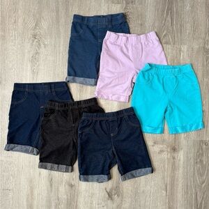 Lot of six Girls size 6 shorts, 365 Kids, Garanimals, denim, black, blue, pink